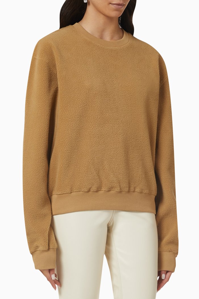 

Boyfriend Crewneck Sweatshirt in Polar Fleece, Brown