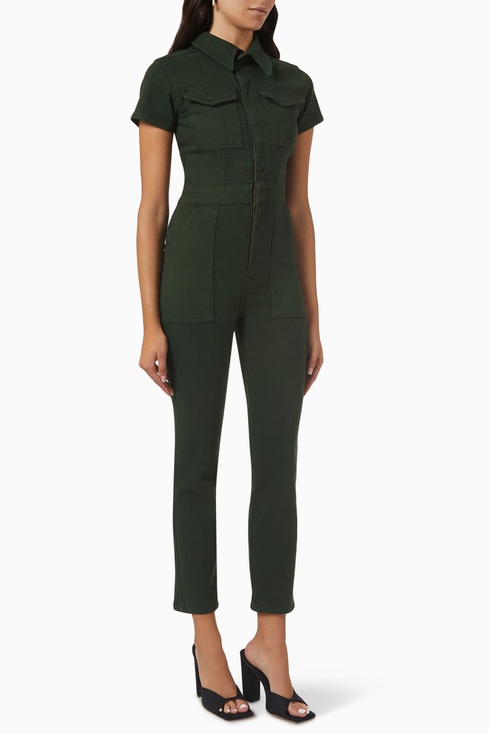 

Fit for Success Jumpsuit in Stretch Cotton Denim, Green
