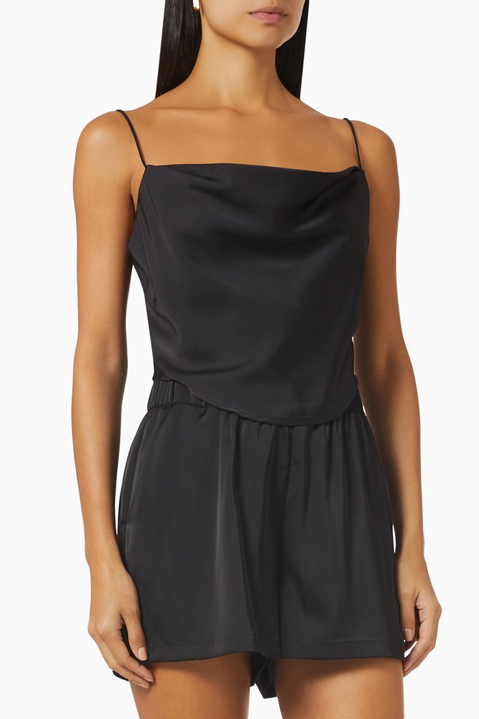 

Cowl Cami Top in Satin, Black