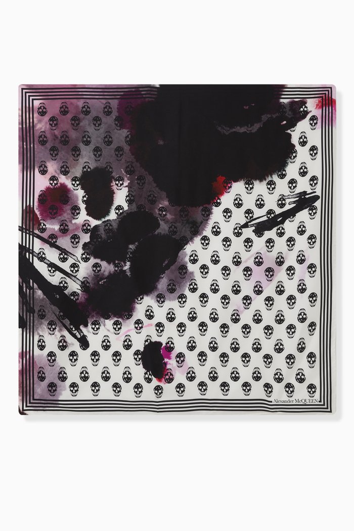 

Watercolour Graffiti Foulard in Silk, Neutral