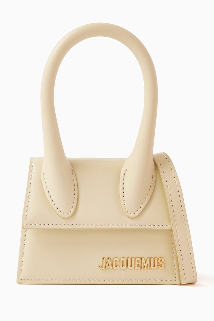 Le Chiquito Signature Mini Tote Bag in Smooth Leather, Neutral