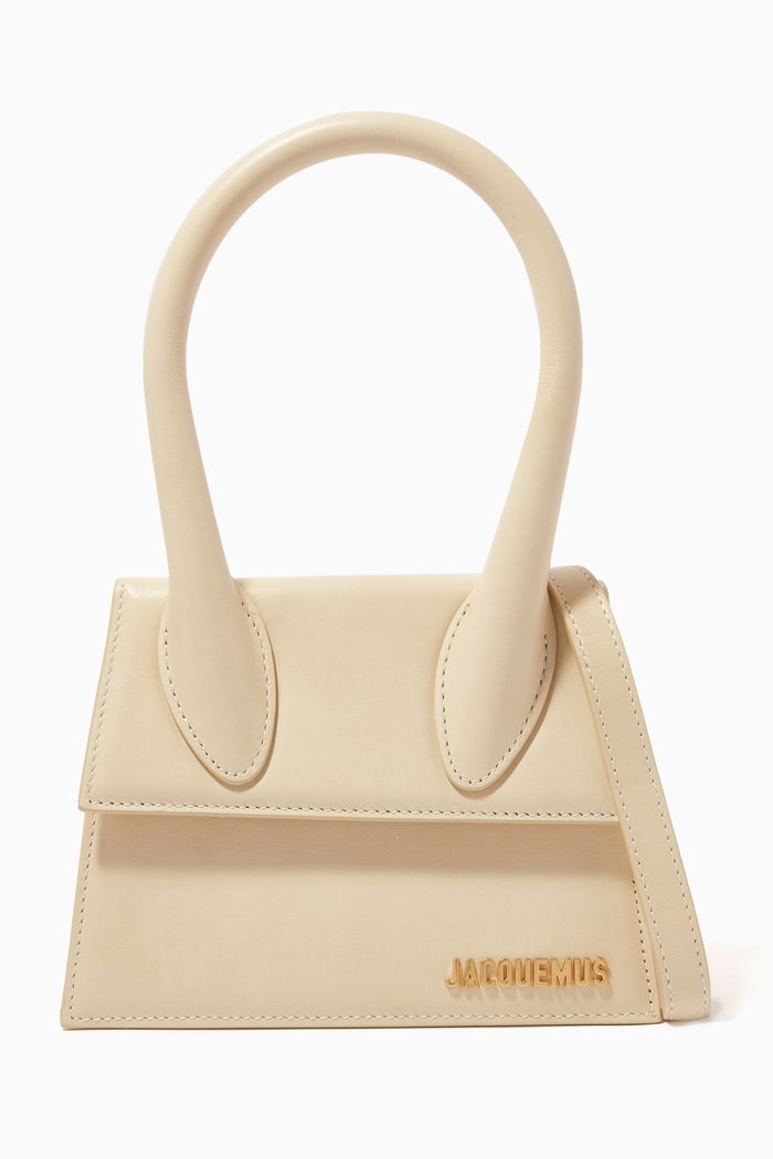 

Le Chiquito Moyen Signature Bag in Smooth Leather, Neutral