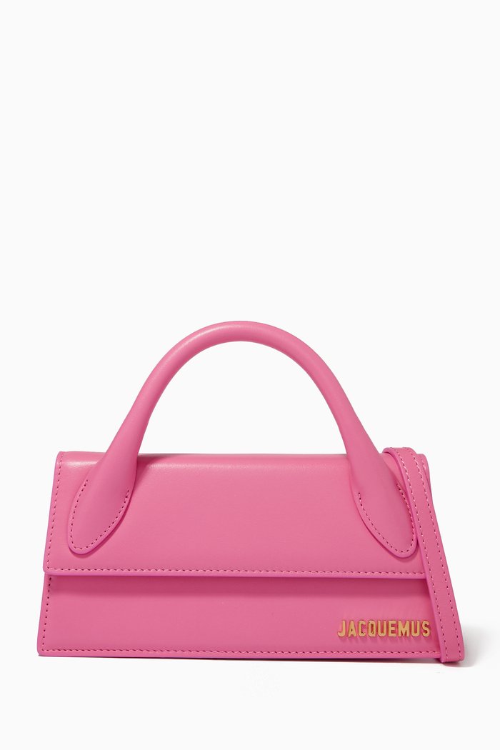 Le Chiquito Long Tote Bag in Smooth Leather, Pink