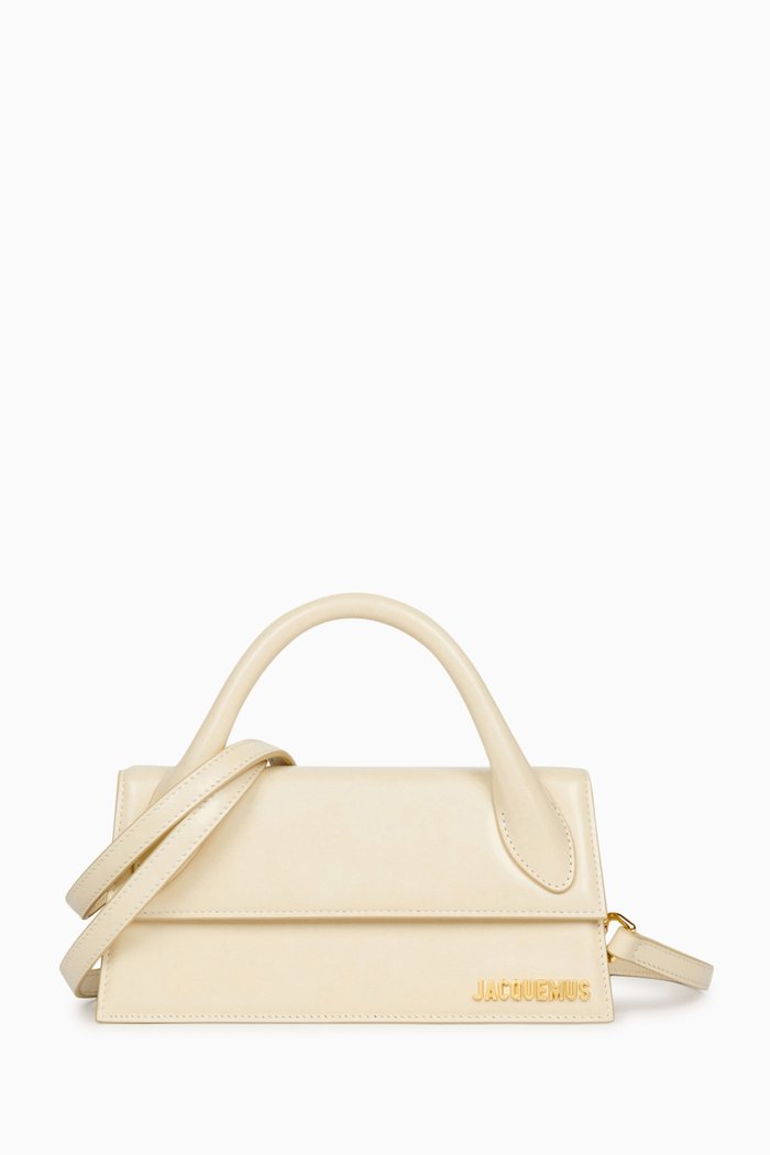 

Le Chiquito Long Tote Bag in Smooth Leather, Neutral
