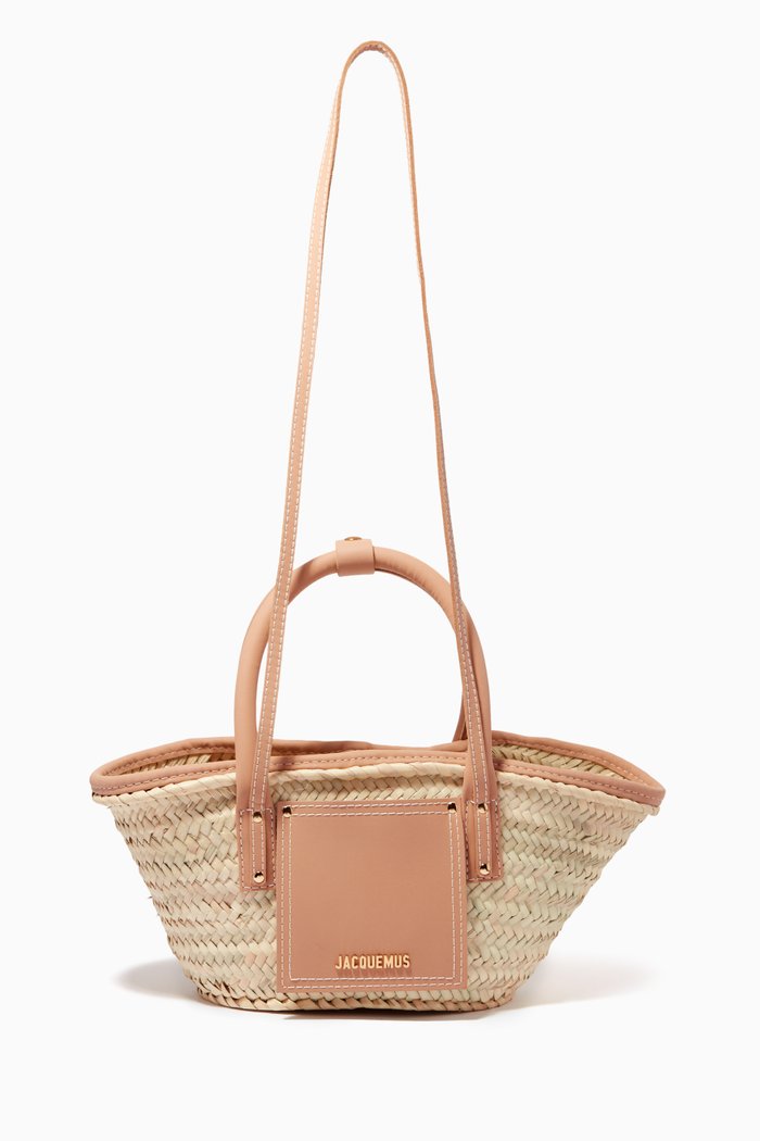 

Le Petit Panier Soli Mini Basket Bag in Straw & Suede, Brown