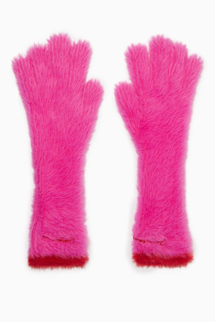 

Les Gants Neve Gloves in Fluffy-knit, Pink