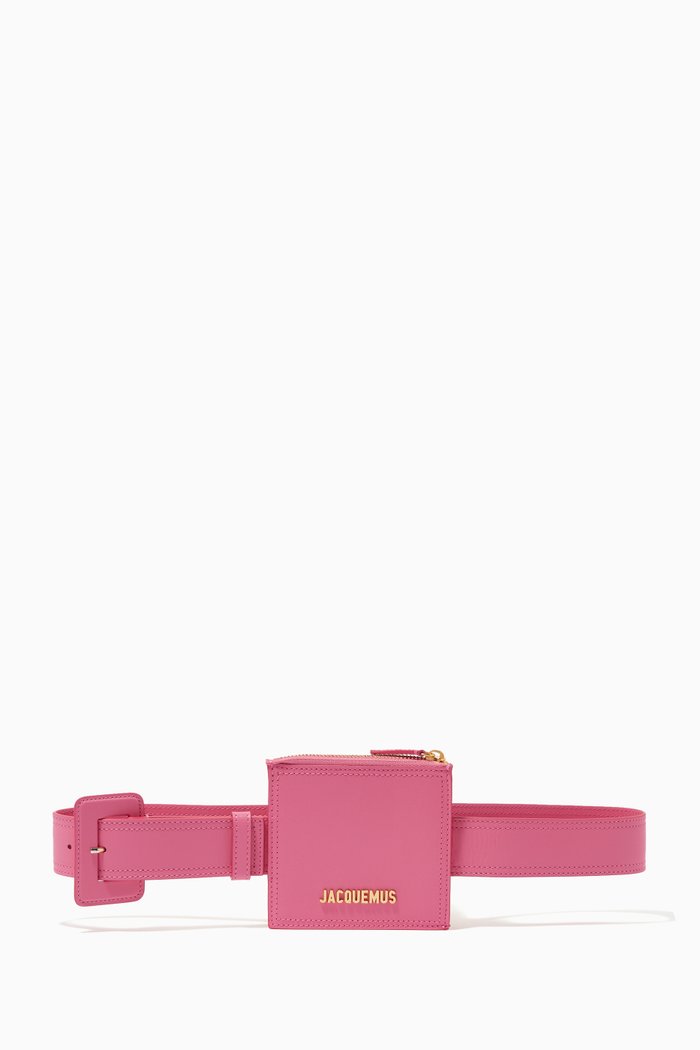 

La Ceinture Carree Pouch Belt in Leather, Pink
