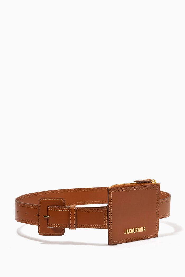 

La Ceinture Carree Pouch Belt in Leather, Brown