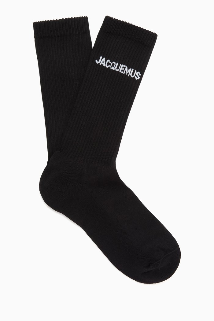 

Les Chaussettes Socks in Ribbed Organic-cotton, Black