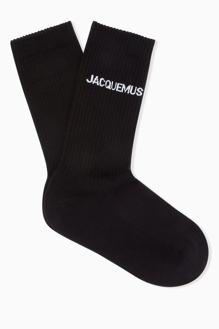 

Les Chaussettes Socks in Ribbed Organic-cotton, Black