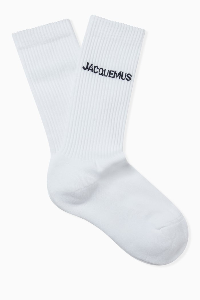 

Les Chaussettes Socks in Ribbed Organic-cotton, White