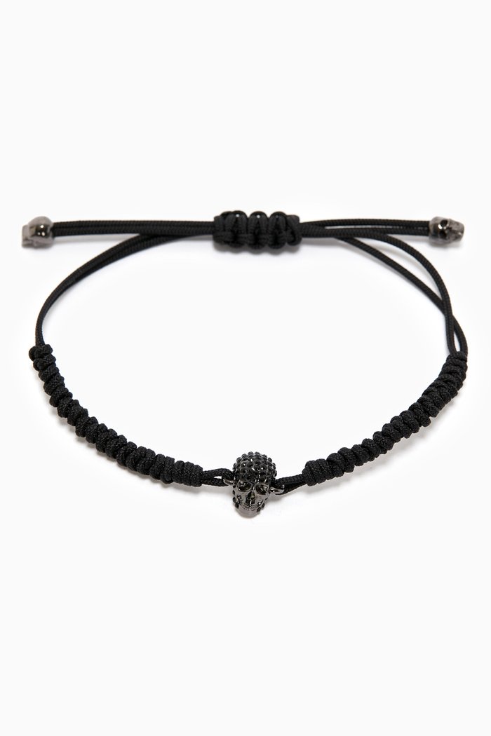 

Pavé Skull Friendship Cord Bracelet in Brass, Black