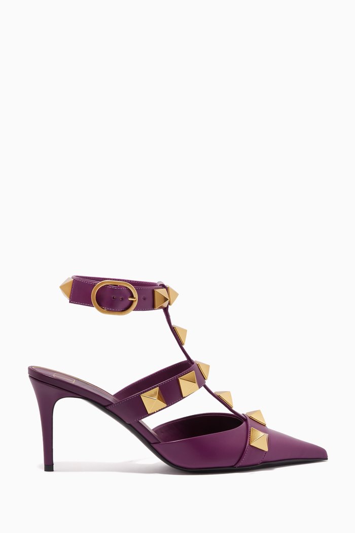 Valentino Garavani Roman Stud Pumps in Leather, Purple