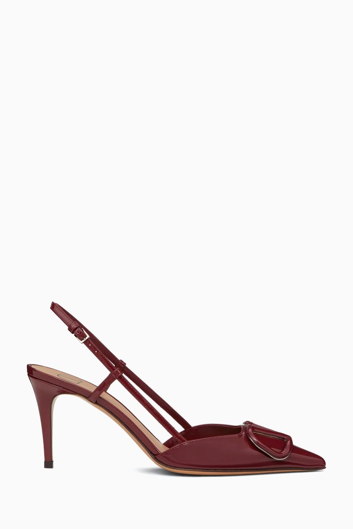 

Valentino Garavani VLogo Slingback Pumps in Patent Leather, Burgundy