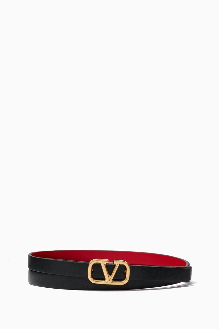 

Valentino Garavani VLogo Signature Reversible Belt in Shiny Calfskin, Red