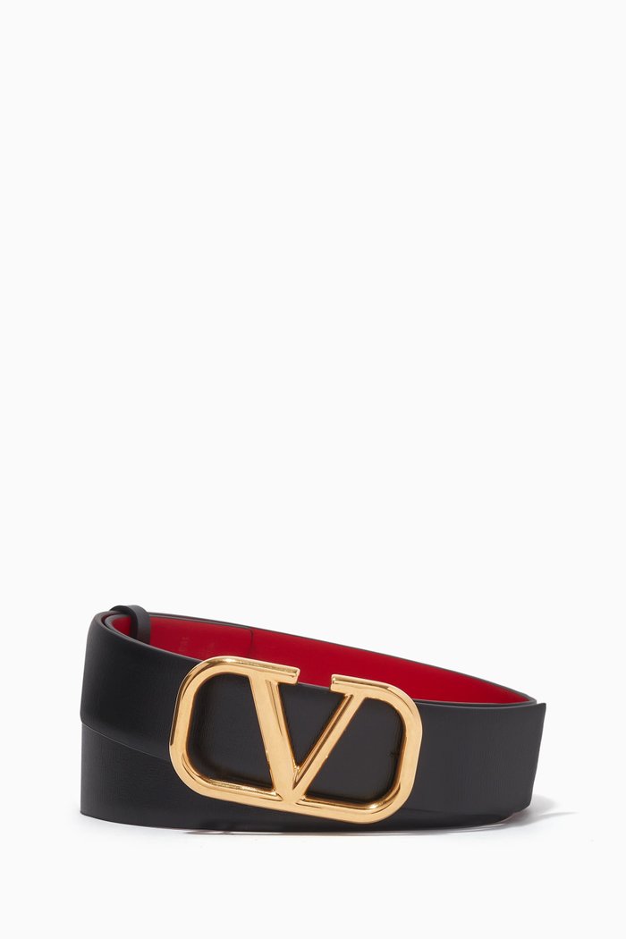 

Valentino Garavani VLogo Signature Reversible Belt in Shiny Calfskin, Red