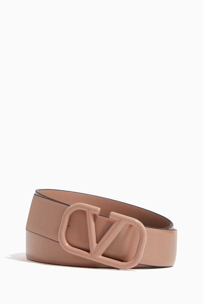 

Valentino Garavani VLOGO Signature Belt in Shiny Leather, 30mm, Pink