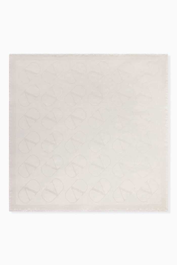 

Valentino Garavani VLOGO Signature Shawl in Silk Jacquard, Neutral