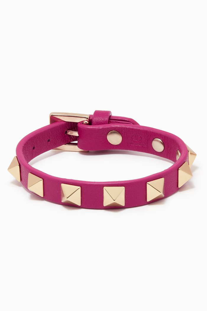 

Valentino Garavani Rockstud Bracelet in Calfskin, Pink