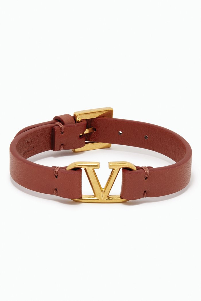 

Valentino Garavani VLogo Signature Bracelet in Leather, Brown