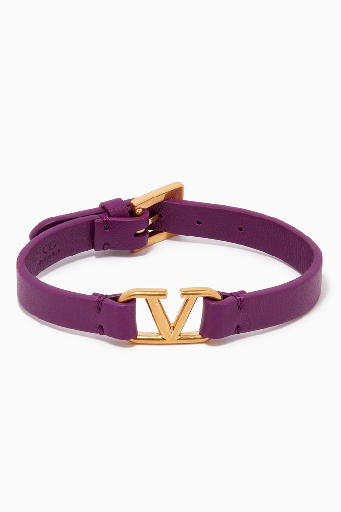 

Valentino Garavani VLogo Signature Bracelet in Leather, Purple