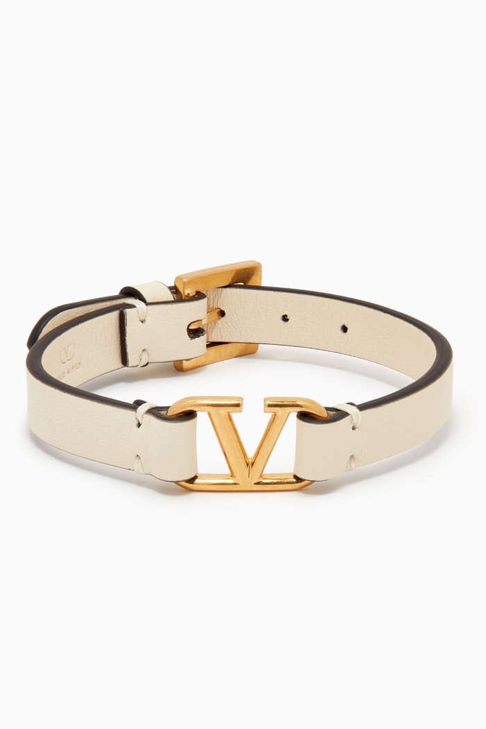 

Valentino Garavani VLogo Signature Bracelet in Leather, White