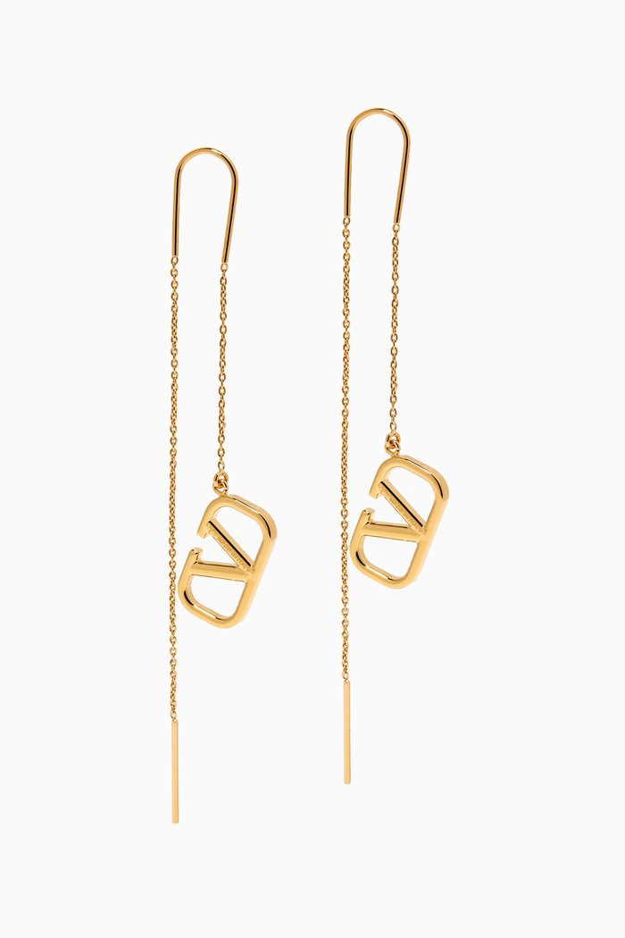

Valentino Garavani VLogo Signature Drop Earrings in Metal, Gold