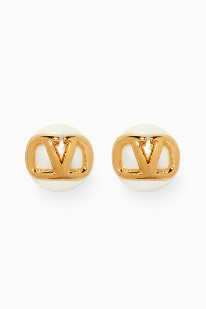 

Valentino Garavani VLogo Signature Pearl Earrings in Metal, 8mm, Gold