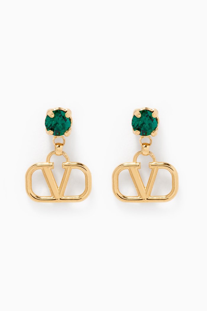 

Valentino Garavani VLOGO Crystal Drop Earrings, Green