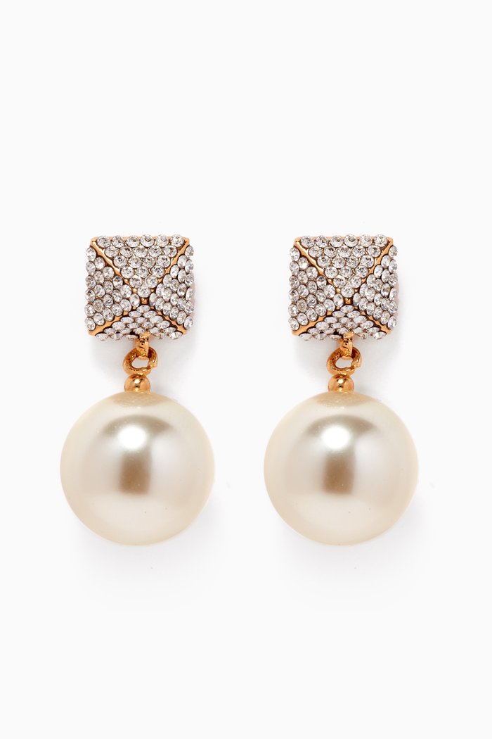 

Rockstud Strass Drop Earrings in Metal, Gold