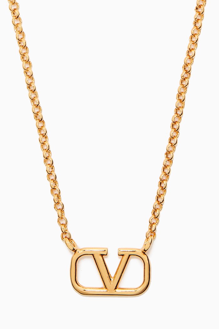 

Valentino Garavani VLOGO Signature Strass Necklace in Metal, Gold