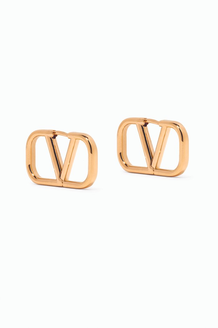 

Valentino Garavani VLOGO Signature Small Horizontal Stud Earrings in Metal, Gold