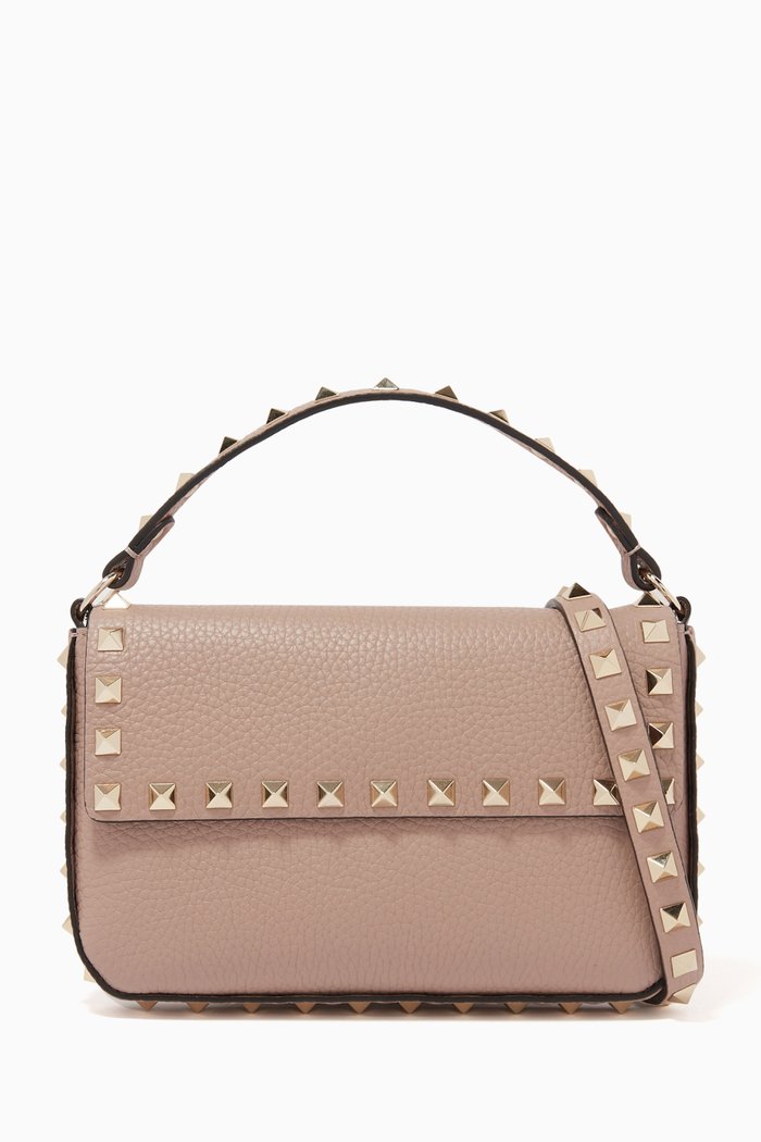 

Valentino Garavani Rockstud Pouch in Grainy Calfskin, Neutral