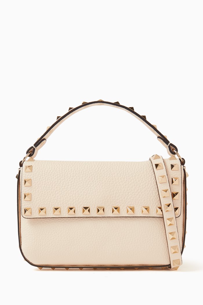 

Valentino Garavani Rockstud Pouch in Grainy Calfskin, White