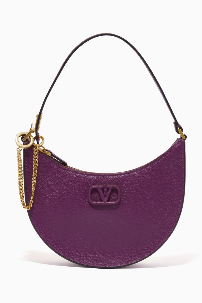 

Valentino Garavani VLOGO Mini Hobo Bag in Grainy Leather, Purple