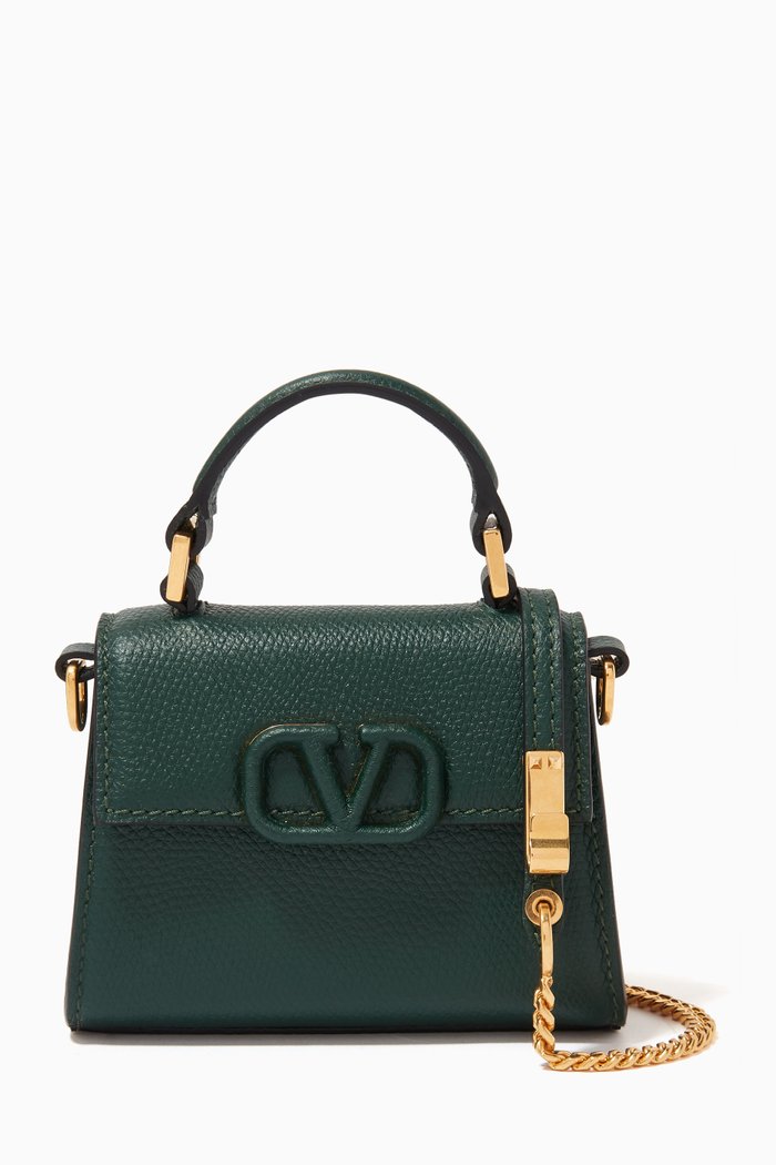 

Valentino Garavani VSLING Micro Bag in Grainy Leather, Green