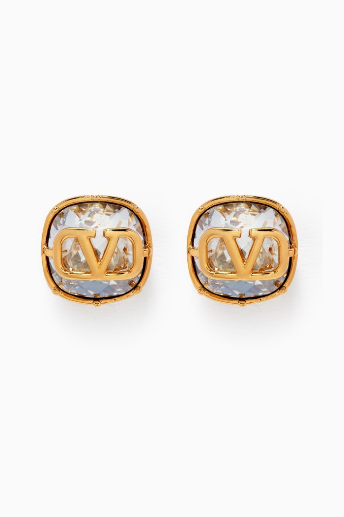 

Valentino Garavani VLogo Signature Crystal Earrings in Metal & Swarovski®, Gold