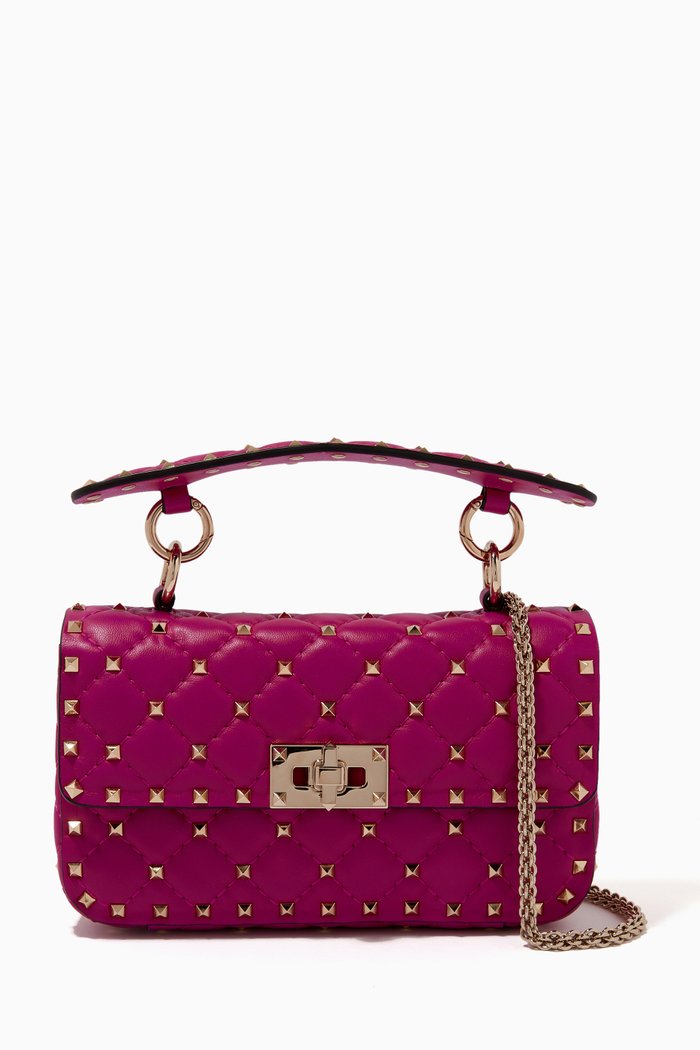 

Valentino Garavani Rockstud Spike Small Bag in Quilted Nappa, Pink