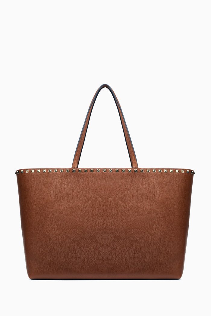 

Valentino Garavani Rockstud Tote Bag in Calfskin, Brown