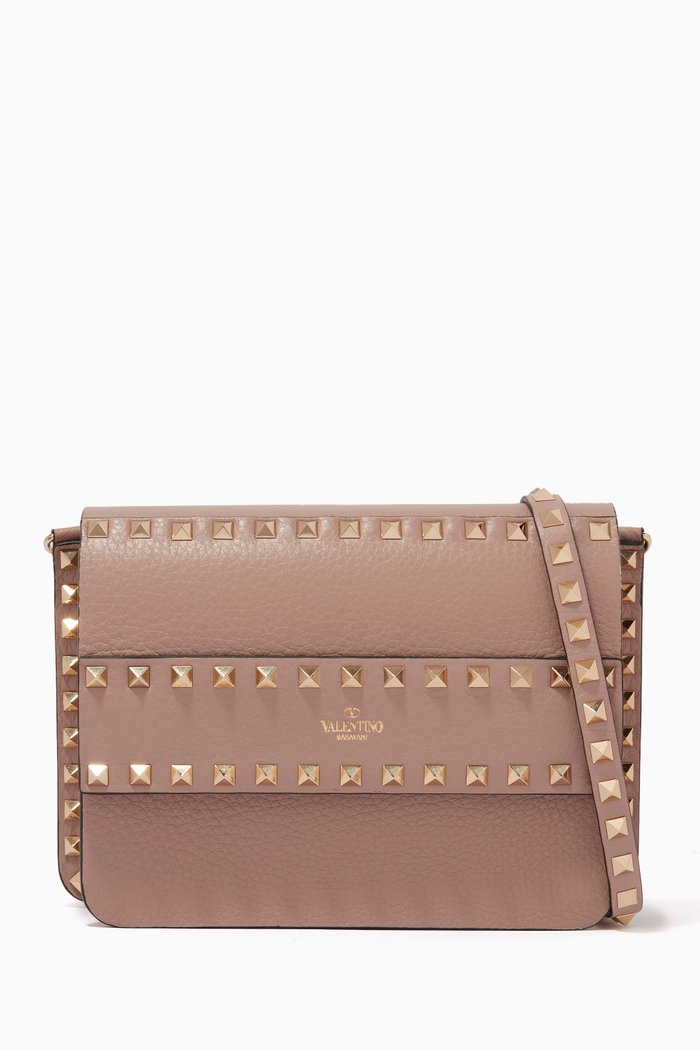 

Valentino Garavani Small Rockstud Crossbody Bag in Grainy Leather, Neutral