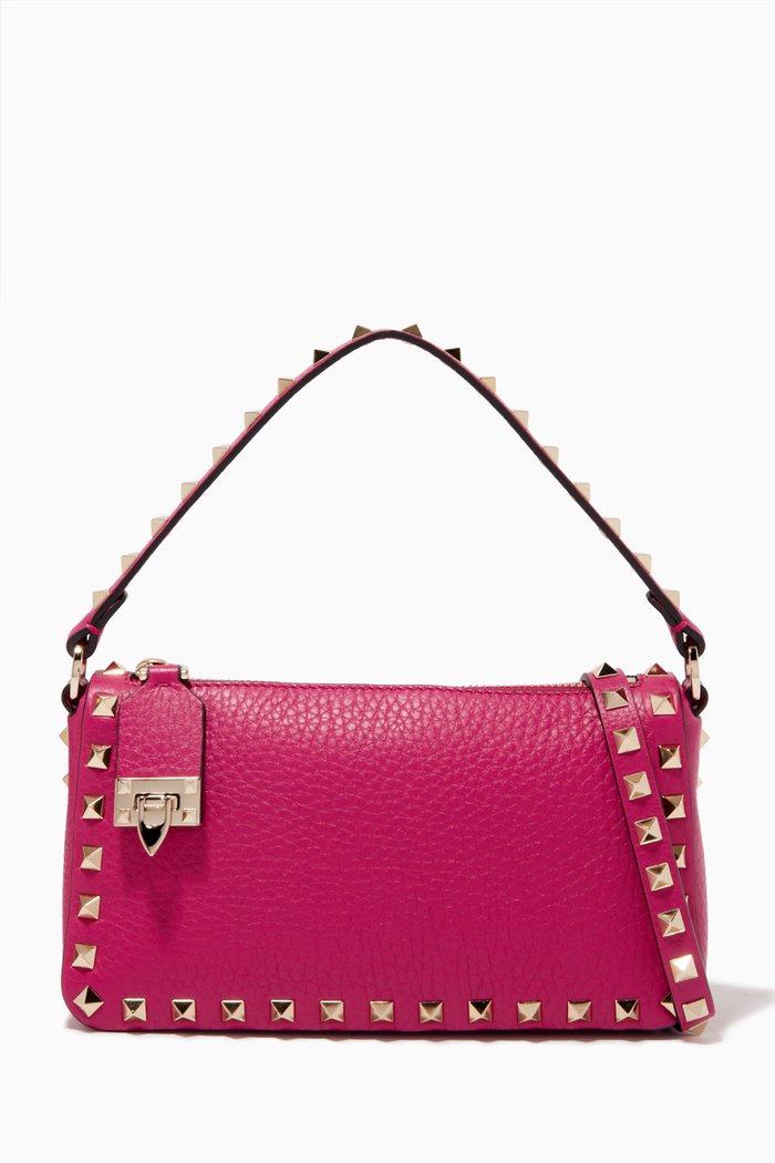 

Valentino Garavani Small Rockstud Crossbody Bag in Grainy Leather, Pink