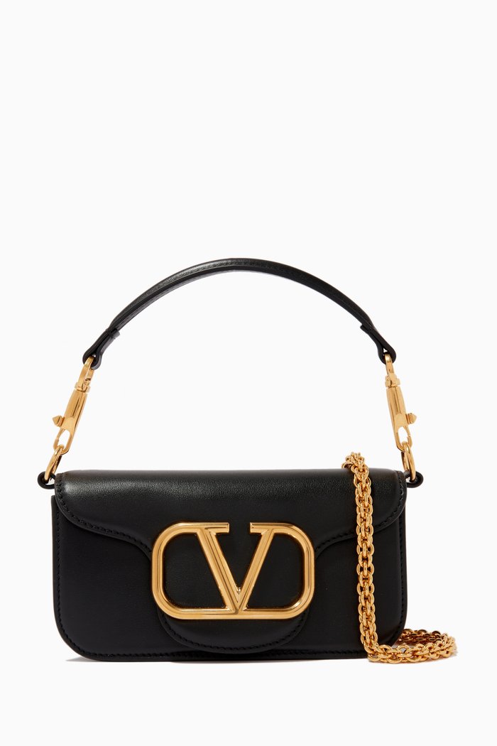 

Valentino Garavani Locò Small Shoulder Bag in Leather, Black