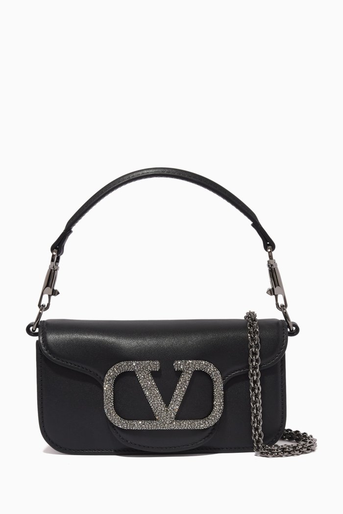 

Valentino Garavani Locò Small Jewel Logo Shoulder Bag in Leather, Black