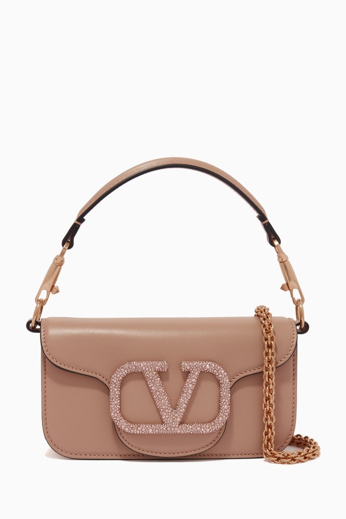

Valentino Garavani Locò Small Jewel Logo Shoulder Bag in Leather, Pink