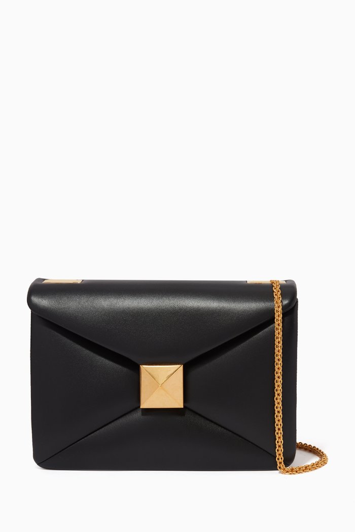 Valentino Garavani Medium One Stud Shoulder Bag in Nappa, Black