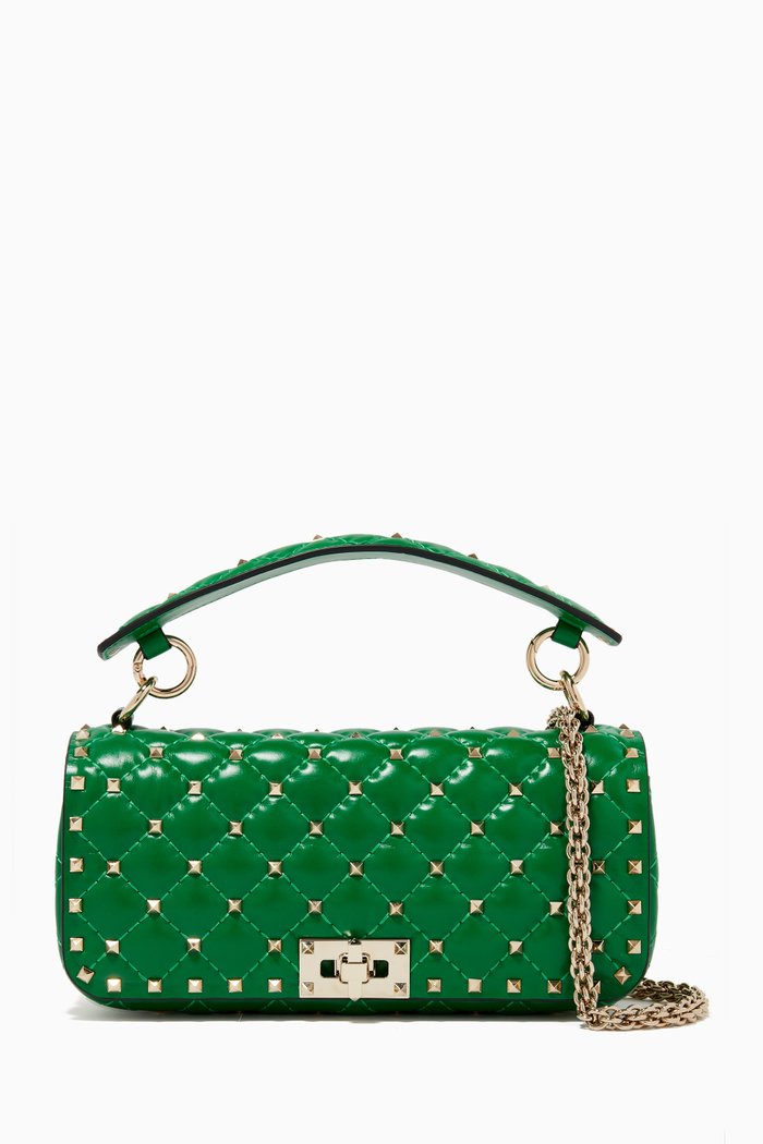 

Valentino Garavani Rockstud Spike Shoulder Bag in Quilted Nappa, Green