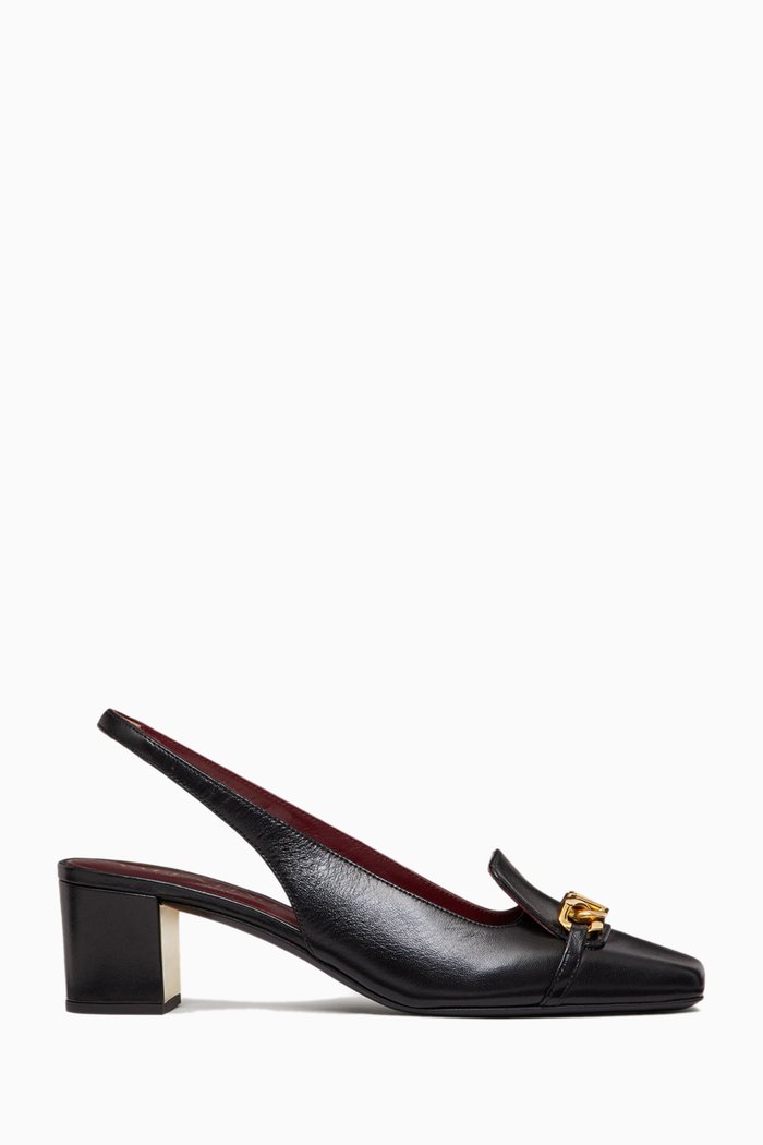 

Valentino Garavani VLOGO Chain Slingback Pumps in Nappa, Black