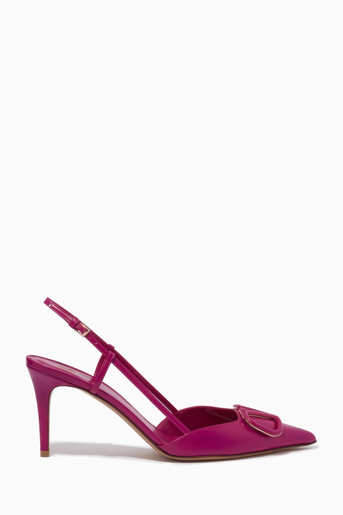 

Valentino Garavani VLOGO Slingback Pumps in Leather, Pink