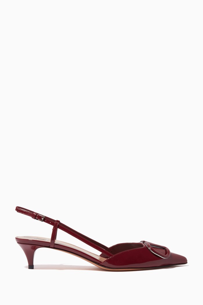 

Valentino Garavani VLOGO Slingback Pumps in Patent Leather, Burgundy