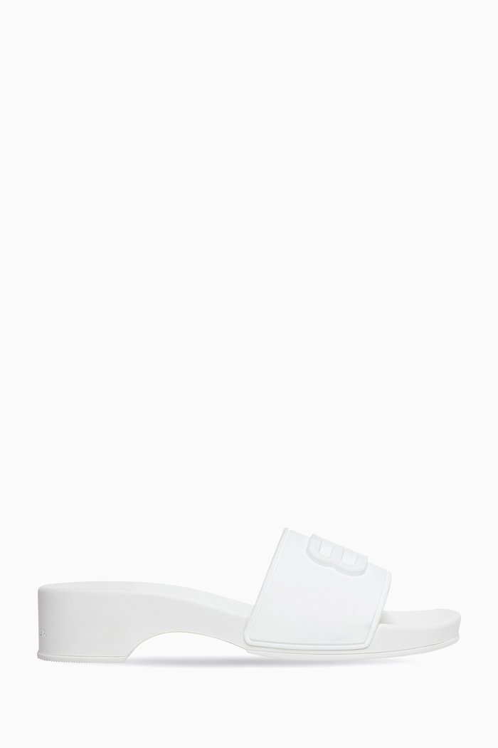 Pool Clog Slide Sandals in Rubber, White